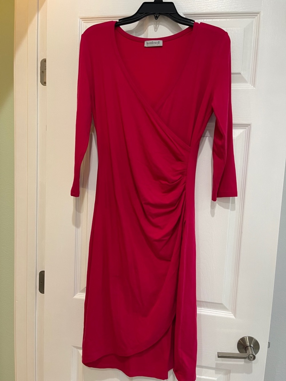 Kettlewell Hot Pink Wrap-Style Midi Dress